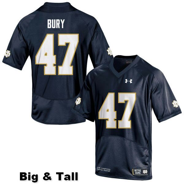 Men's NCAA Notre Dame Fighting Irish #47 Chris Bury Stitched College Under Armour Authentic Navy Big & Tall Football Jersey WE10Z81MH